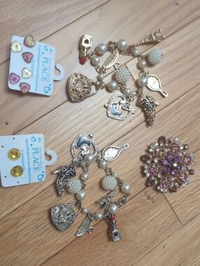 Costume Jewellery BUNDLE - Charm Bracelets, Earrings, Brooch